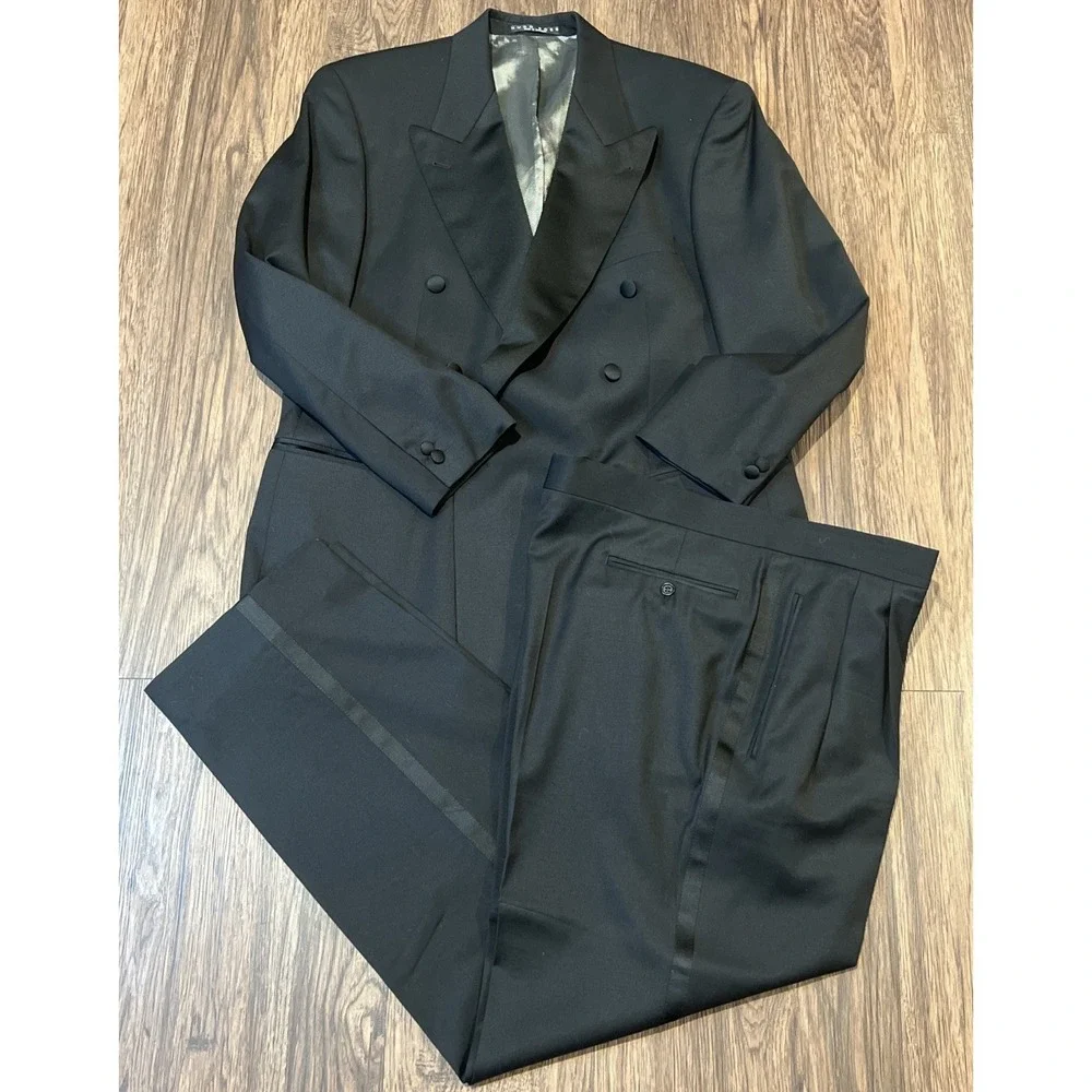 HUGO BOSS Men's Tuxedo Suit Color Black 48L Black 100% Virgin Wool